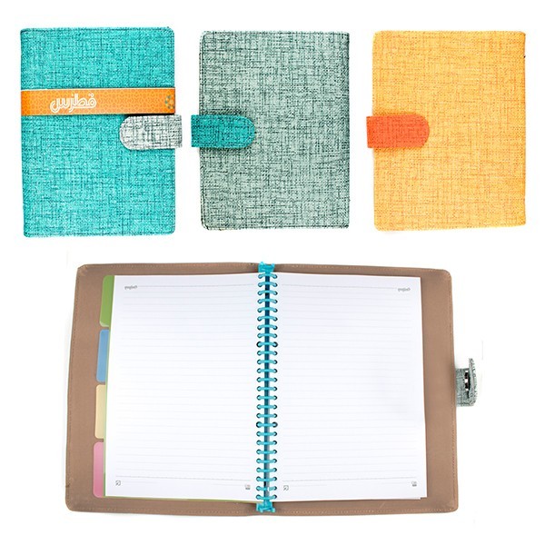 کلاسور ۱۰۰ برگ ۲۶ حلقه قفل پلاستیک چرمی