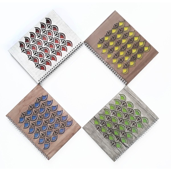 یادداشت ۱٫۸ فنردوبل جلد چوبی طرح فانتزی