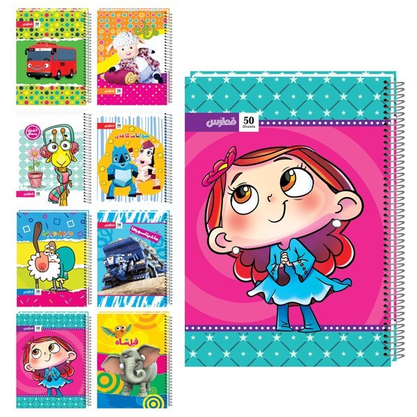 دفتر ۸۰ برگ تک خط فنری جلد ایندربرد...