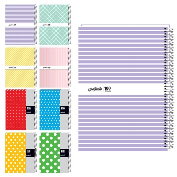 دفتر ۱۰۰ برگ تک خط فنری جلد ایندربرد