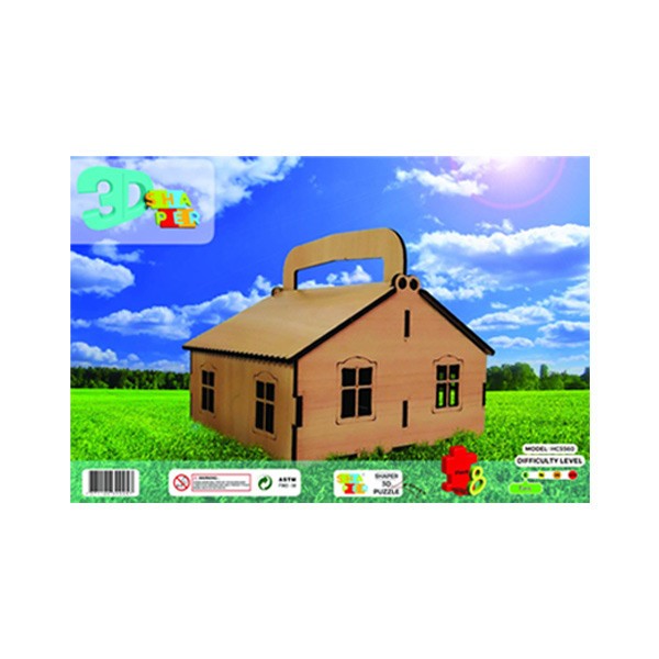 پازل چوبی سه بعدی کلبه دسته دار