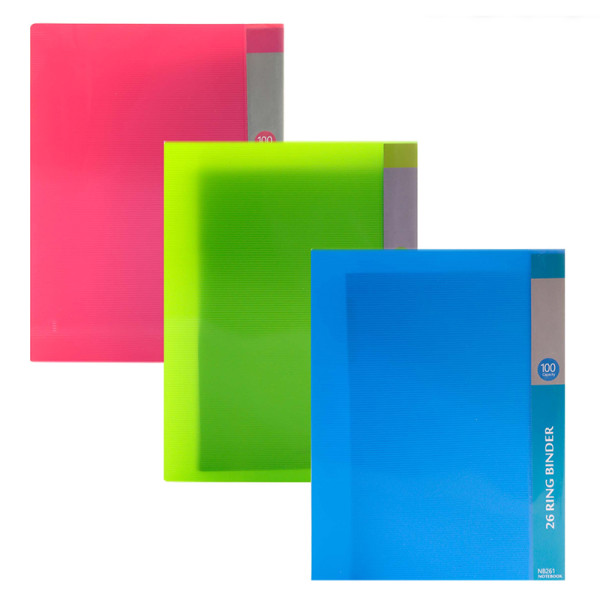 کلاسور ۱۰۰ برگ ۲۶ حلقه قفل پلاستیکی