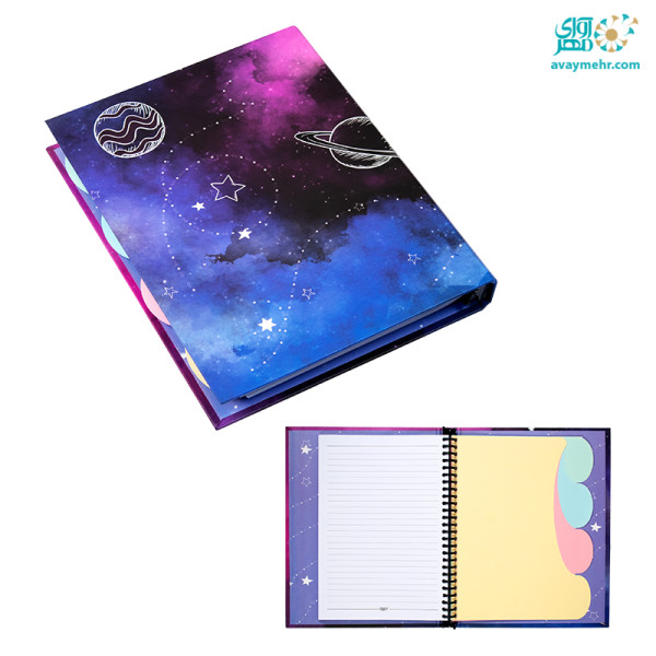 کلاسور ۱۰۰ برگ قفل پلاستیکی ۲۶ حلقه جلد...