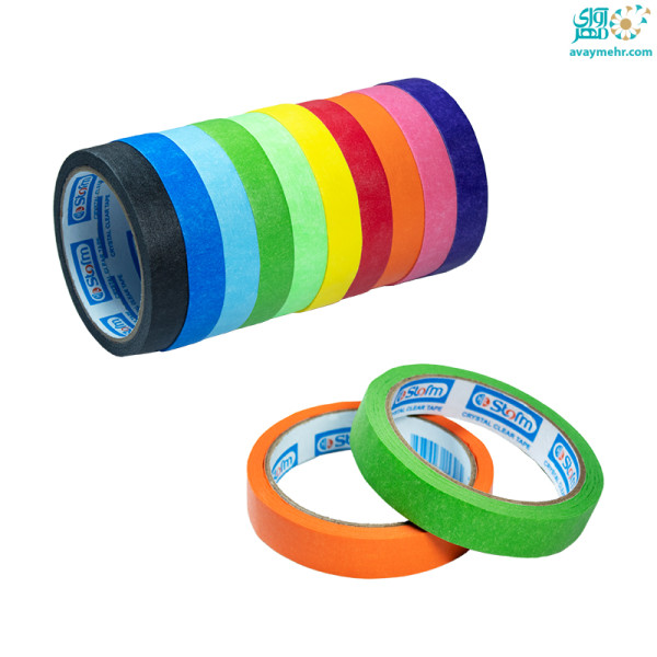 نوارچسب کاغذی ۱۰ رنگ ۱۸ یارد استورم