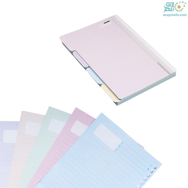 یدک کلاسور رنگی ۲۰ حلقه کیوت برگ تحریر