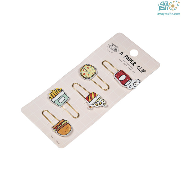 گیره کاغذ استیکر چوبی فانتزی ۵ عددی