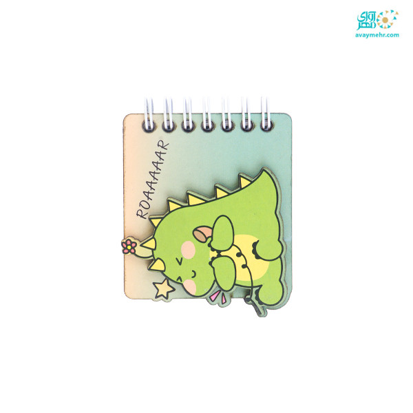 دفتر یادداشت ۷×۷٫۵ فنر بغل جلد چوبی برجسته...