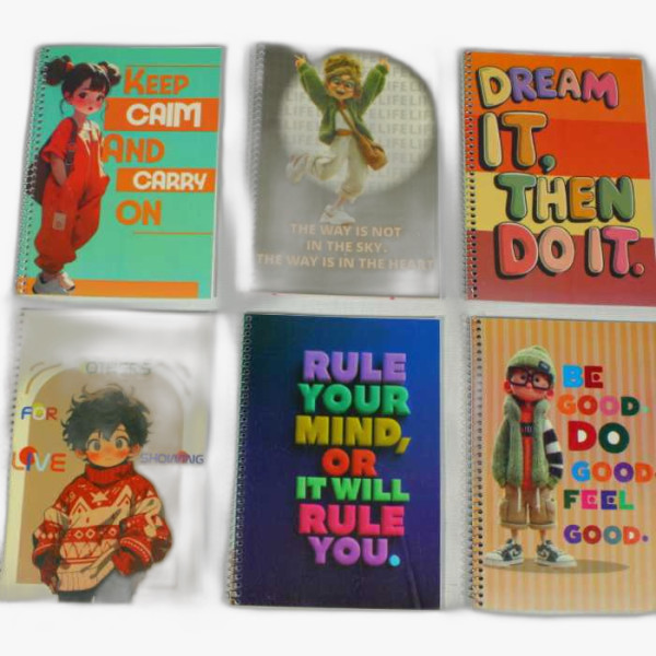 دفتر ۵۰ برگ دوخط فنری طلقی طرح فانتزی