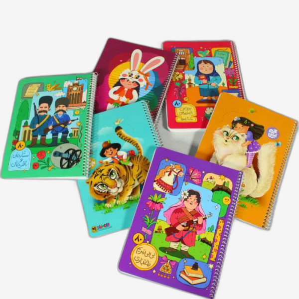 دفتر ۸۰ برگ تک خط فنری گلاسه طرح...