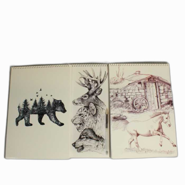 دفتر طراحی ۵۰ برگ فنر بالا رحلی حیوانات